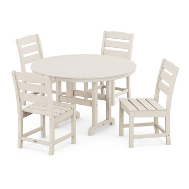 POLYWOOD Lakeside 5-Piece Round Side Chair Dining Set - Sand